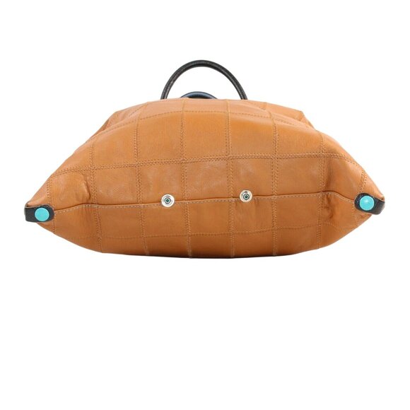 GABS Brown Leather Patchwork Made In Italy Large Zipper Tote Handbag Purse Bag - Picture 8 of 12